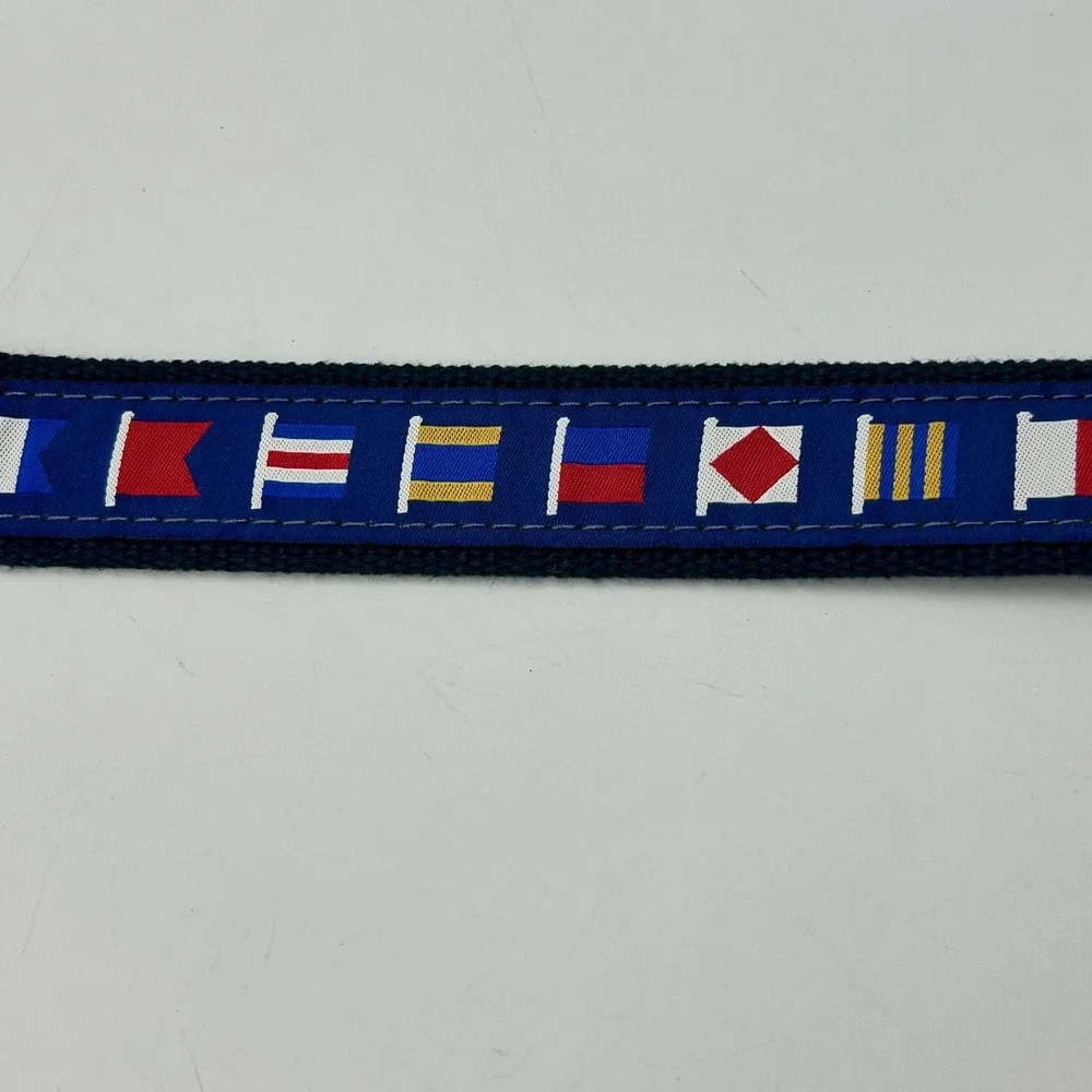 Zep-Pro Nautical Signal Flag Belt Navy Blue Mens Size 40 Leather Webbing EUC